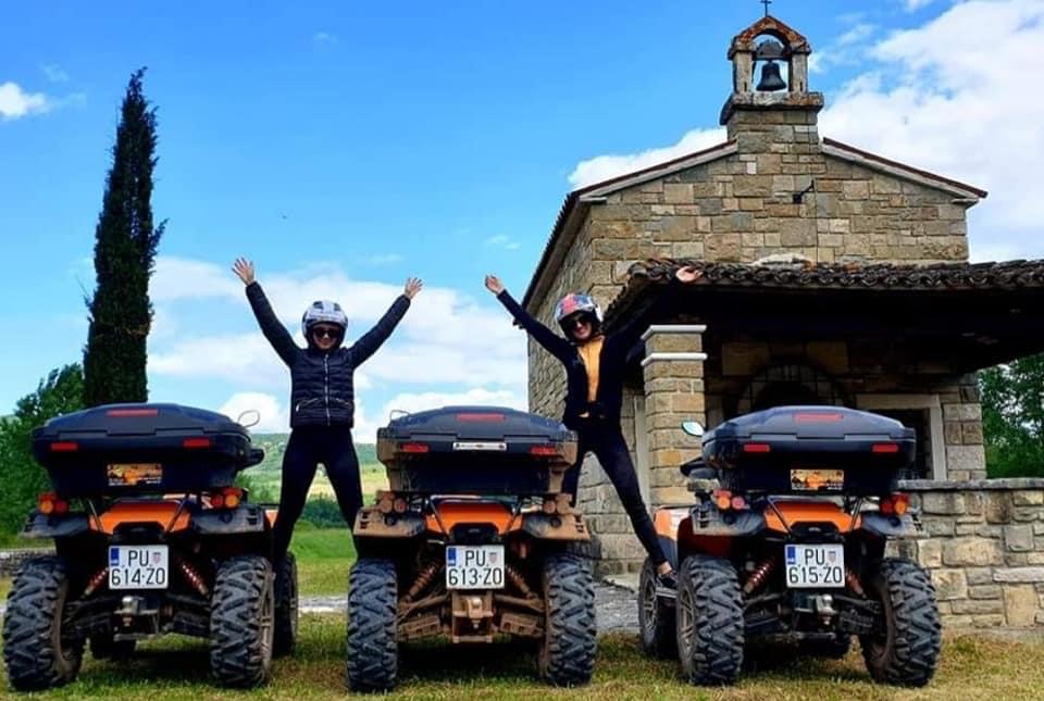 Quad ATV riders on an off-road adventure in Istria