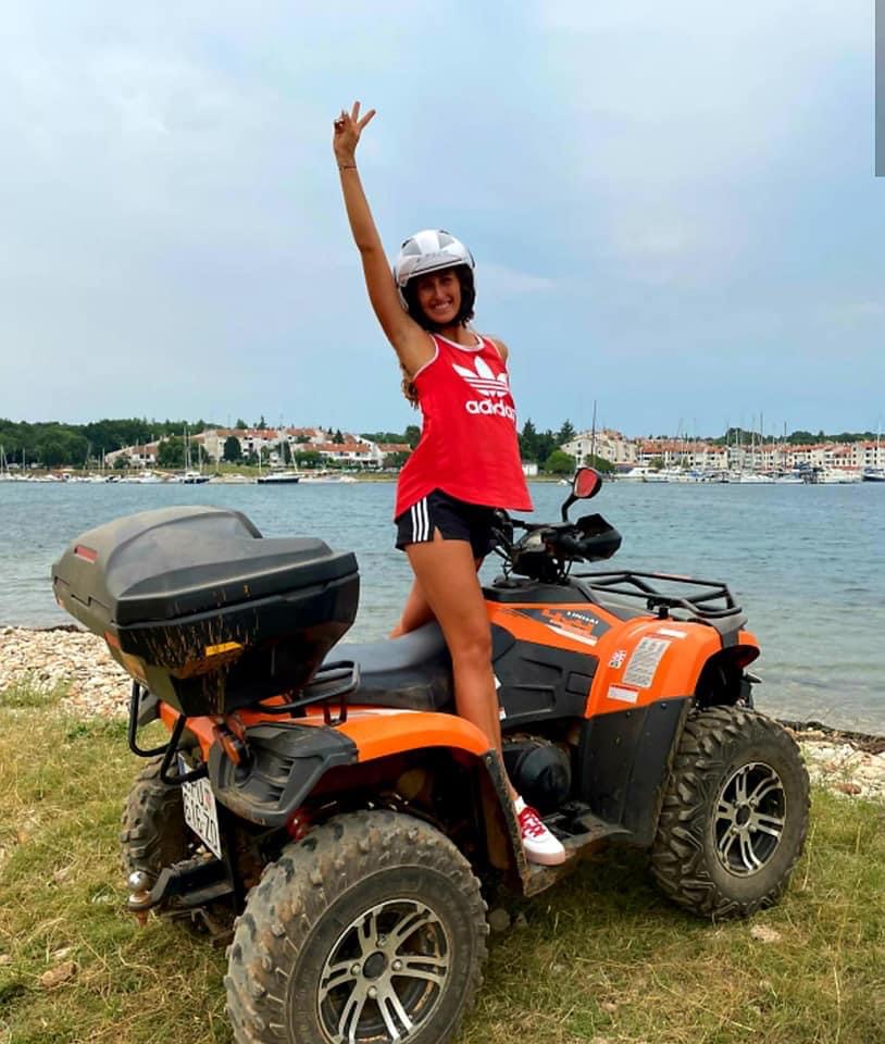 Off-road ATV quad tour group in the Istrian hills