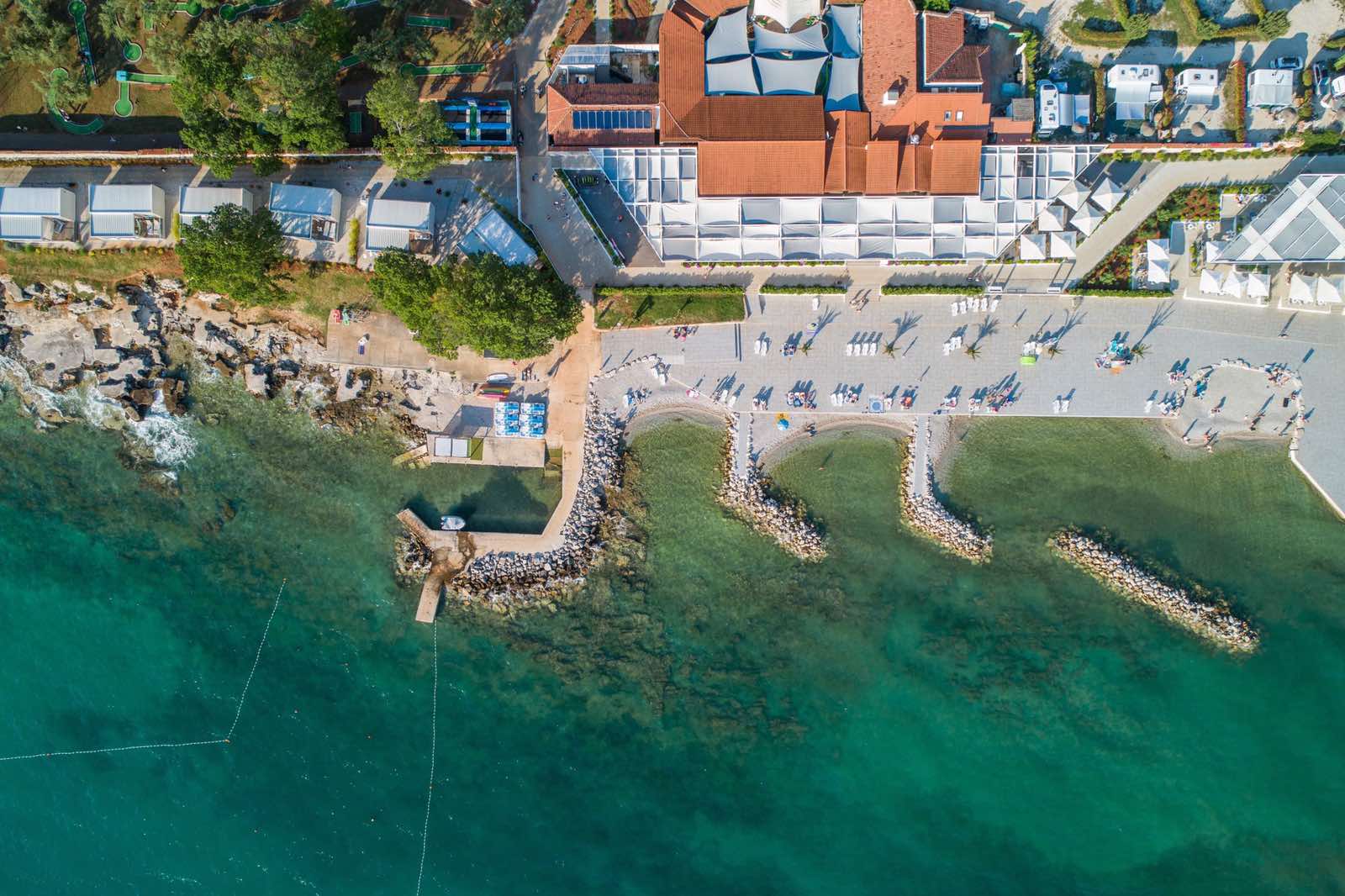 Parasailing over the Adriatic sea near Tar, Croatia